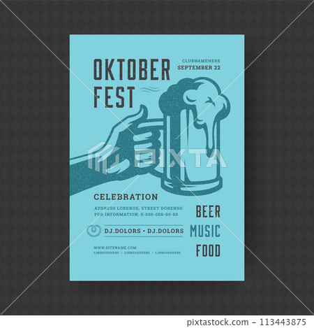 Oktoberfest party flyer vintage typography template design invitation beer festival celebration vector poster. 113443875