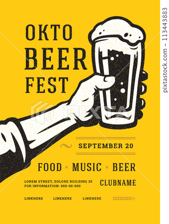 Oktoberfest flyer or poster retro typography template design beer festival celebration vector illustration 113443883