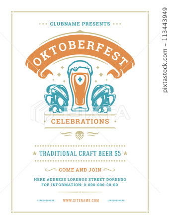 Oktoberfest flyer or poster retro typography template design beer festival celebration vector illustration Oktoberfest flyer or poster retro typography template design beer festival celebration vector illustration 113443949
