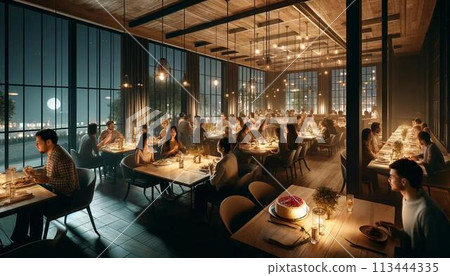 Dinner at a fancy restaurant 113444335