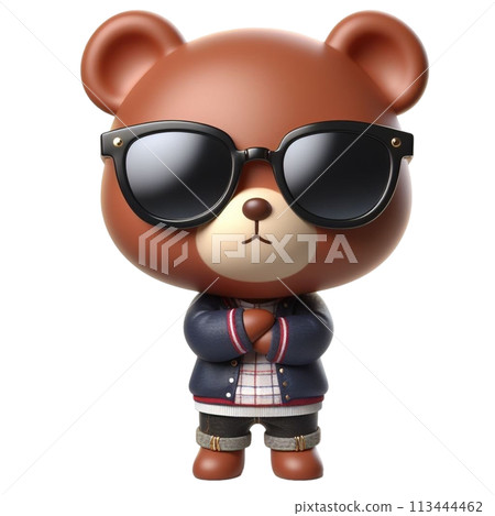 bear standing with arms crossed 3D render illustration bear standing with arms crossed 3D render illustration 113444462