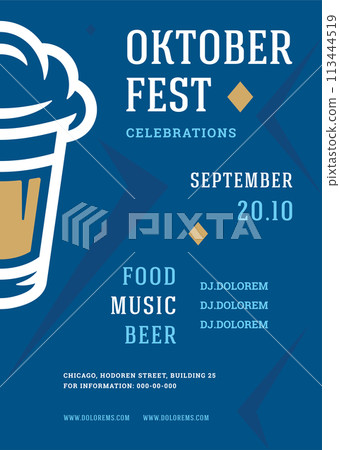 Oktoberfest flyer or poster retro typography template design willkommen zum beer festival celebration vector illustration Oktoberfest flyer or poster retro typography template design willkommen zum beer festival celebration vector illustration 113444519