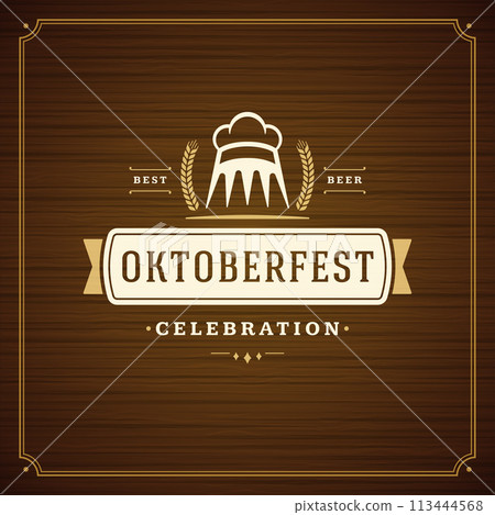 Oktoberfest beer festival celebration vintage greeting card or poster 113444568