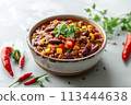 Mexican food - Chili con carne on wood background, menu shot 113444638