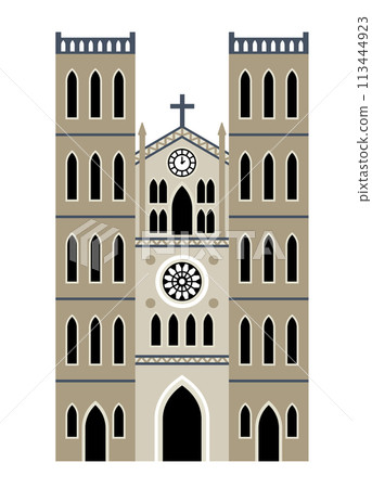 Hanoi Cathedral - modern flat design style single isolated image Hanoi Cathedral - modern flat design style single isolated image 113444923