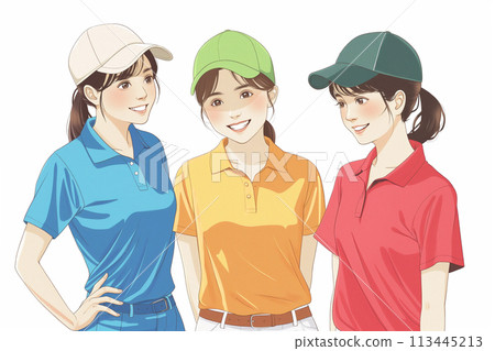 Young woman wearing golf wear Young woman wearing golf wear 113445213
