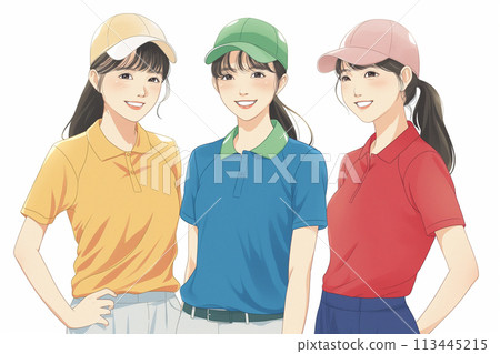 Young woman wearing golf wear 113445215