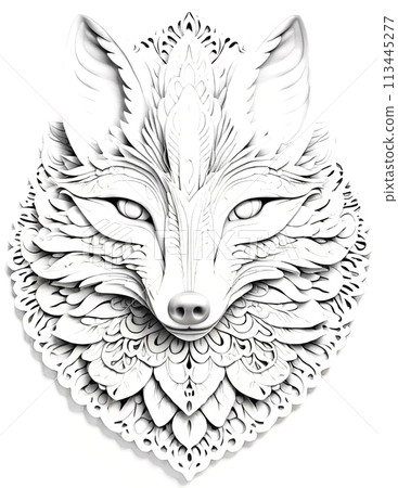 coloring page, fox, relaxation 113445277
