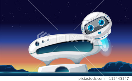 Friendly Robot Greeting the Night 113445347