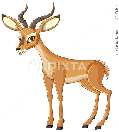 Smiling Cartoon Gazelle Standing Alone Smiling Cartoon Gazelle Standing Alone 113445362