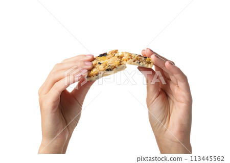 PNG, Granola Bars in hands, isolated on white background PNG, Granola Bars in hands, isolated on white background 113445562