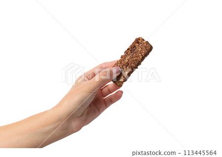 PNG, Granola Bars in hands, isolated on white background PNG, Granola Bars in hands, isolated on white background 113445564