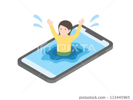 Image of a woman struggling with smartphone addiction Image of a woman struggling with smartphone addiction 113445965
