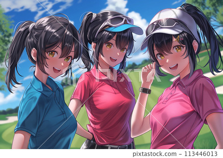 Smiling golf girl 113446013