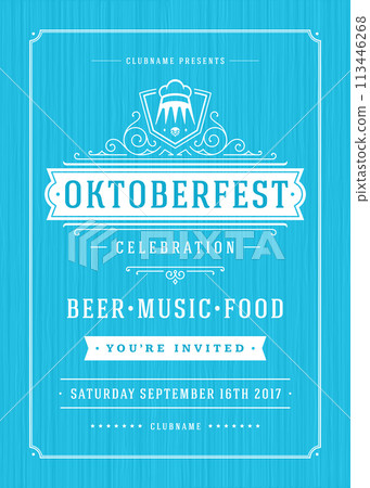 Oktoberfest beer festival celebration retro typography poster Oktoberfest beer festival celebration retro typography poster 113446268