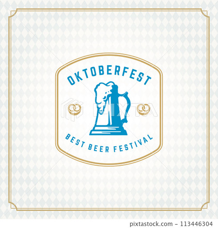 Oktoberfest beer festival celebration vintage greeting card or poster 113446304