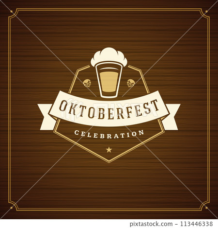 Oktoberfest beer festival celebration vintage greeting card Oktoberfest beer festival celebration vintage greeting card 113446338