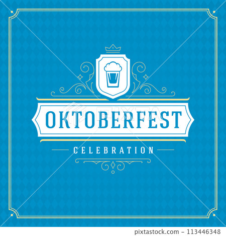 Oktoberfest beer festival celebration vintage greeting card Oktoberfest beer festival celebration vintage greeting card 113446348