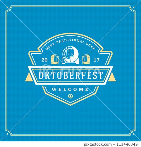Oktoberfest beer festival celebration vintage greeting card Oktoberfest beer festival celebration vintage greeting card 113446349