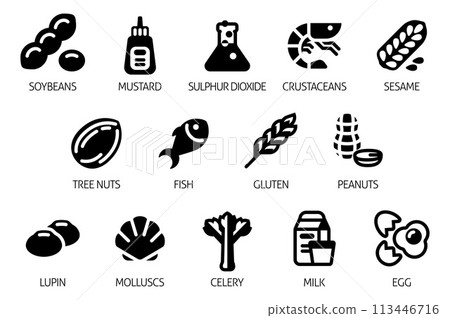 Allergen Food Major Allergy Icons Allergen Food Major Allergy Icons 113446716
