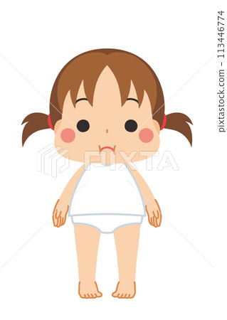 Illustration of a cute little girl with obesity, full body, vector, white background Illustration of a cute little girl with obesity, full body, vector, white background 113446774