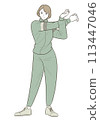 Middle-aged women stretching 113447046