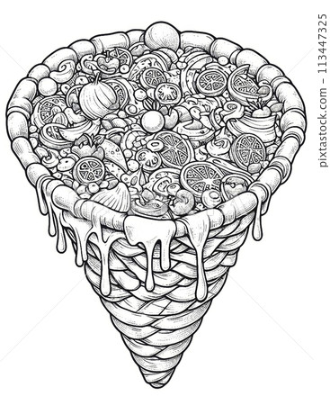 Savory Cone Creations: Pizza Cone Coloring Bonanza 113447325