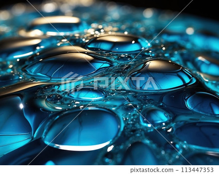Abstract background blue gold, macro oil slick. Abstract background blue gold, macro oil slick. 113447353