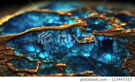 Abstract background blue gold, macro oil slick. Abstract background blue gold, macro oil slick. 113447357
