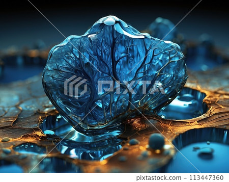 Abstract background blue gold, macro oil slick. 113447360