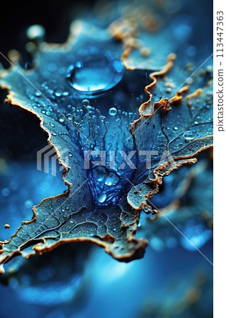 Abstract background blue gold, macro oil slick. Abstract background blue gold, macro oil slick. 113447363