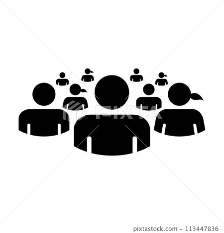 People icon vector male and female group of persons symbol in glyph pictogram illustration People icon vector male and female group of persons symbol in glyph pictogram illustration 113447836