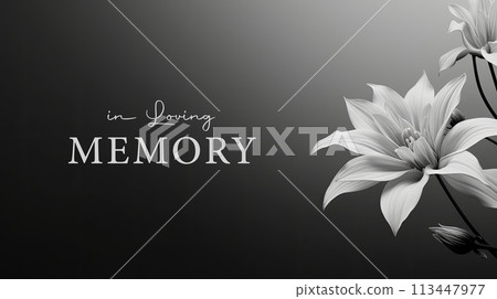 condolence card with lilly flower in loving memory illustration 113447977