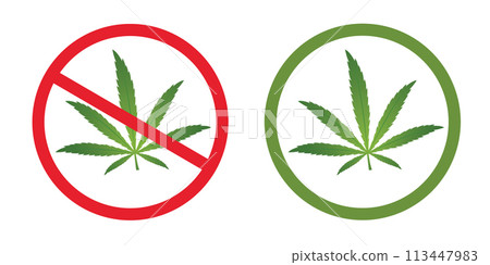 cannabis forbidden and allowed sign vector illustration 113447983
