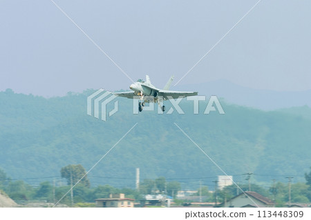 US Navy F/A-18C Hornet landing approach 113448309