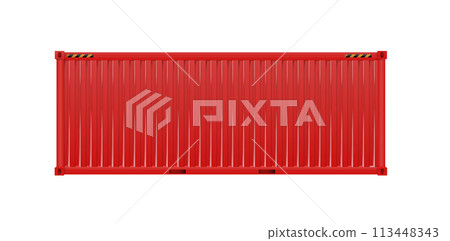 Red Shipping Cargo Container Twenty and Forty feet. Logistics and Transportation. Vector Red Shipping Cargo Container Twenty and Forty feet. Logistics and Transportation. Vector 113448343