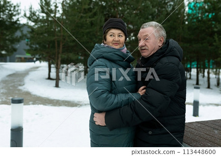 Cute mature couple has warm feelings for each other 113448600