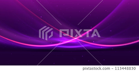 Luxury dark purple background with gold line curved and lighting effect sparkle. Luxury dark purple background with gold line curved and lighting effect sparkle. 113448830
