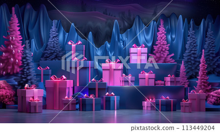 Stage Set With Many Presents Stage Set With Many Presents 113449204