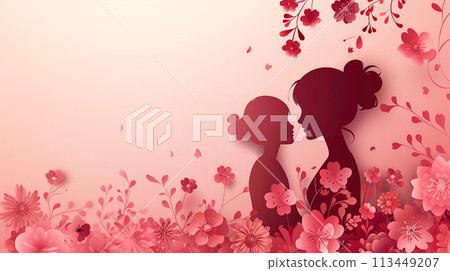Couple Standing Together in Field of Flowers 113449207