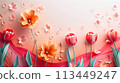 Floral and Butterfly Painting on a Wall 113449247