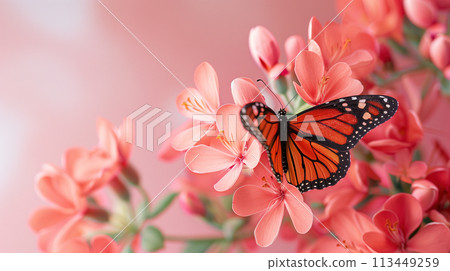 Butterfly Resting on Flower Petals Butterfly Resting on Flower Petals 113449259
