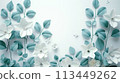 White and Blue Wall With Flowers 113449262