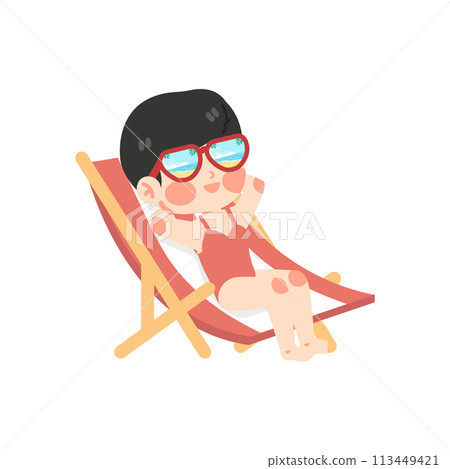 girl Relax Sit on a beach chair 113449421