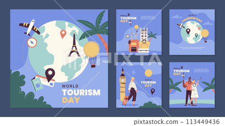 Flat instagram posts collection for world tourism day celebration 113449436