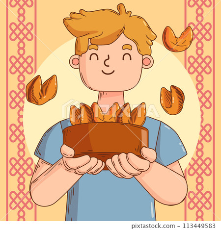 Hand drawn fortune cookie illustration 113449583
