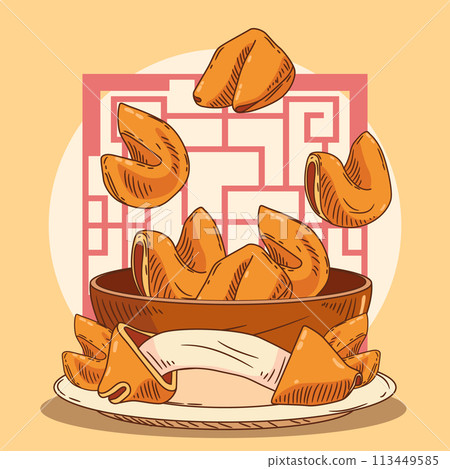 Hand drawn fortune cookie illustration 113449585