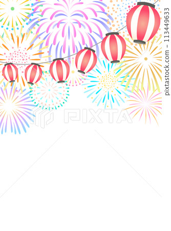 煙火和燈籠垂直的背景圖 煙火和燈籠垂直的背景圖 113449633