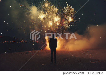 night, celebrate, event, sky, year, festival, party, fire, firework 113450934