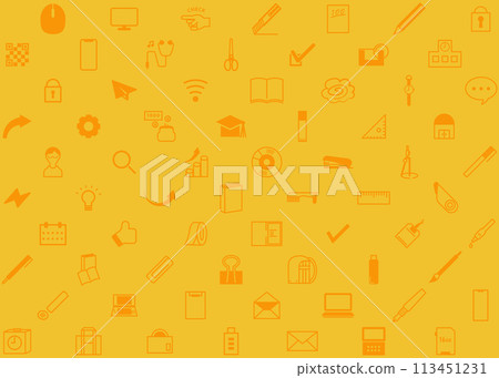 與文具、學校、工作場所、學習和工作相關的插圖集 113451231